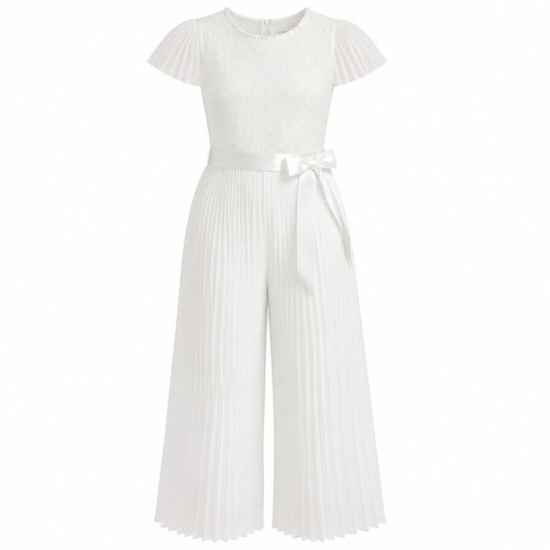 Monsoon Lace Pleated Bridesmaid Jumpsuit, ivory
