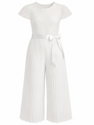 Monsoon Lace Pleated Bridesmaid Jumpsuit, ivory