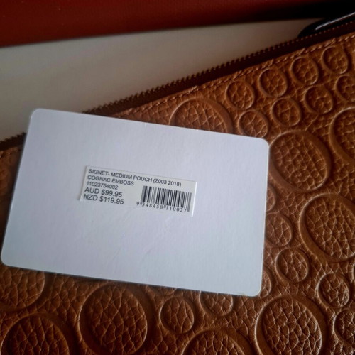 Oroton medium brown wristlet pouch