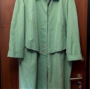 Vintage trenchcoat, καπαρντινα φυστικί, size 2XL, μακριά, ριχτη με φοδρα και εσωτερική ζώνη ρύθμισης