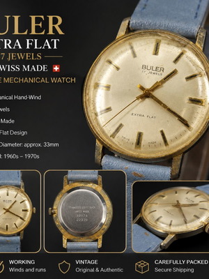 Buler Extra Flat 17 Jewels Swiss Made Vintage Mechanical Watch