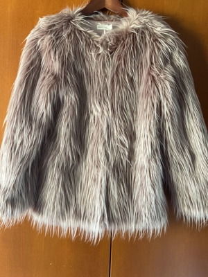 Orchestra children's faux fur like new, pink purple with long hair, size 152 cm