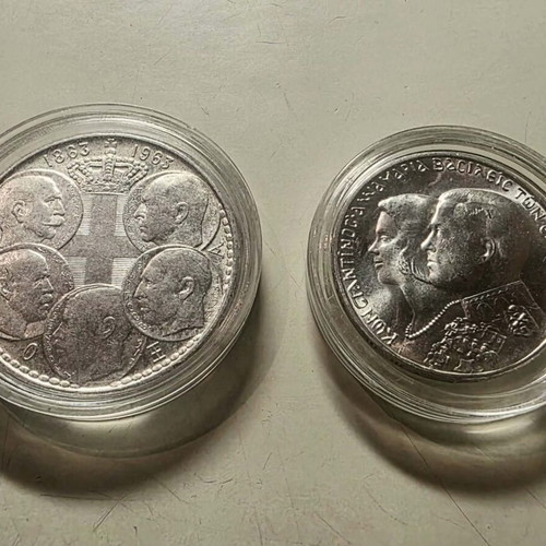 Silver 30 Drachma coins pair