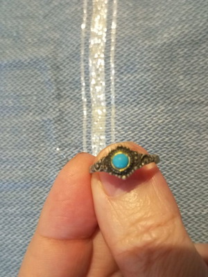 Silver vintage ring 925 like new with turquoise stone, size 58