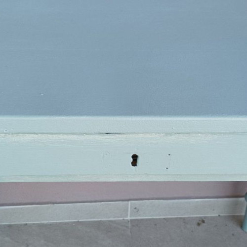 Interwar desk table used, painted mint color