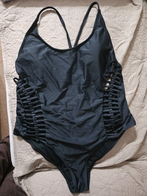 One-piece swimsuit with side design, black, like new, size L