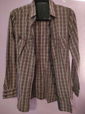 Sisley checked shirt like new, purple and gray