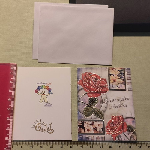 Mini gold embossed greeting cards, pack of 40