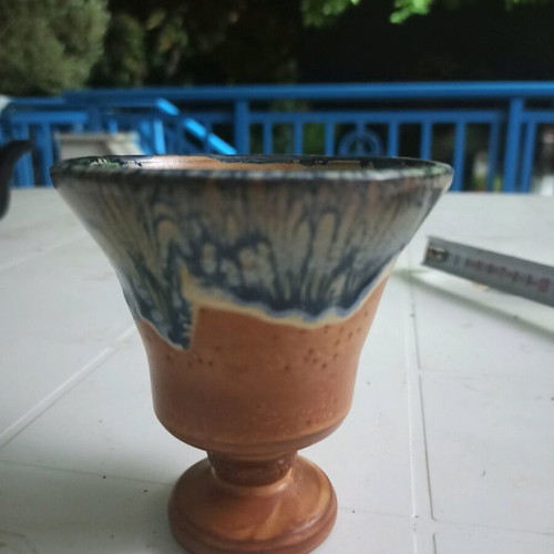 Pythagoras cup like new, clay with ancient Greek design