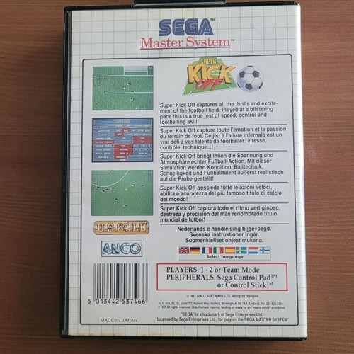 Super Kick Off Sega Master System game used, sports
