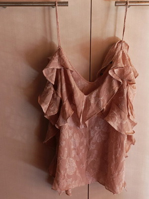Zara women's ruffled top like new, XS, beige brown