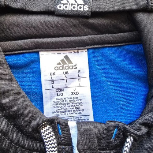 Adidas Performance Colorblock Zip Up Hoodie, royal blue black, large
