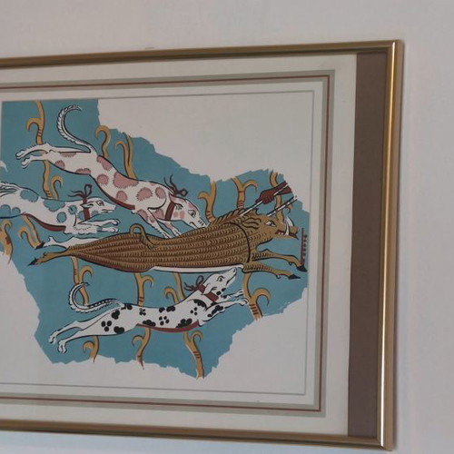 Mycenaean colored paintings used from frescoes and golden offerings