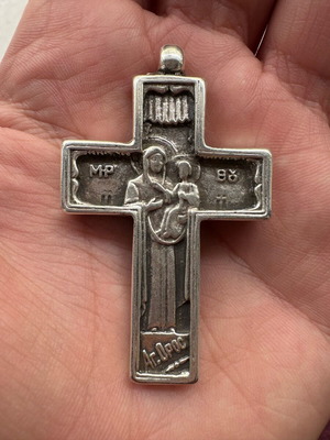 Vintage metal cross like new, 1990s, 6 cm height