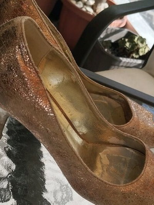 Peep toe shoes used, size 38, gold marble effect