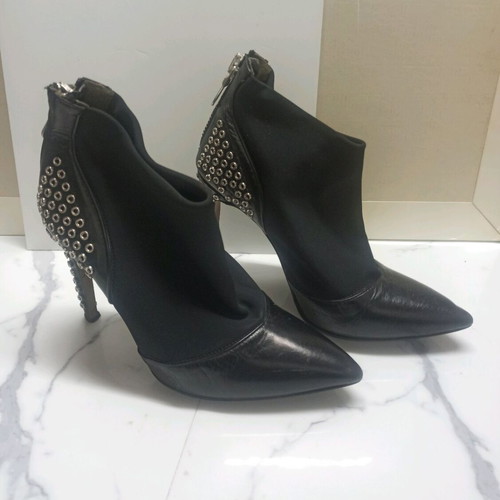 Osvaldo Rose black ankle boots with metal studs, like new, size 37