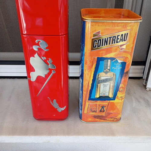 Collectible metal tins Johnnie Walker and Cointreau anniversary set like new