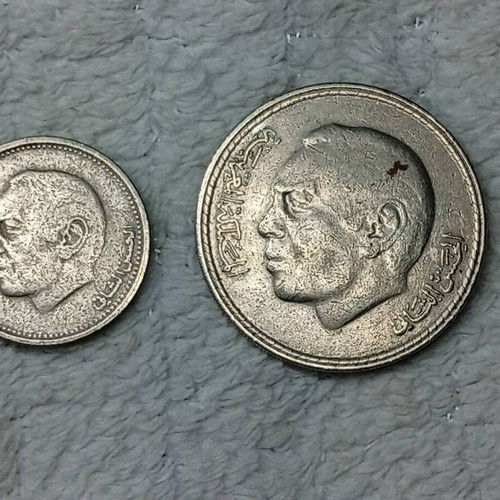 Morocco coins used, set of 2, 5 and 1/2 dirhams