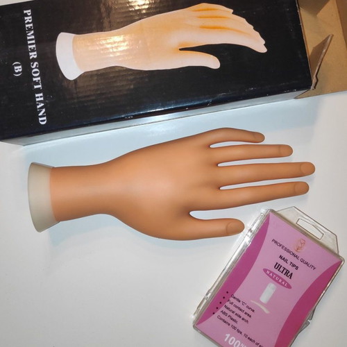 Practice hand for manicure new with 100 nail tips gift