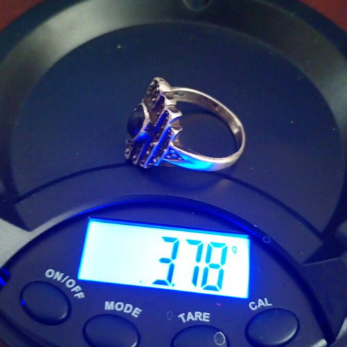 Women's silver ring used, antique, Gianniotiko with semi-precious stone
