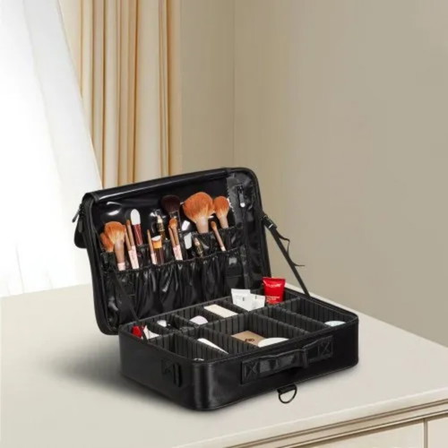 VEVOR Makeup Train Case Large 3-Tier Storage with Handle and Strap