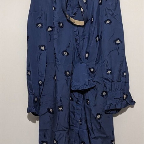 Silk vintage dress Tsouchlos like new, blue with beige flowers