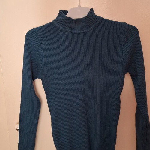 Petrol turtleneck sweater used, knit, size S