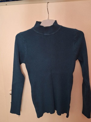 Petrol turtleneck sweater used, knit, size S
