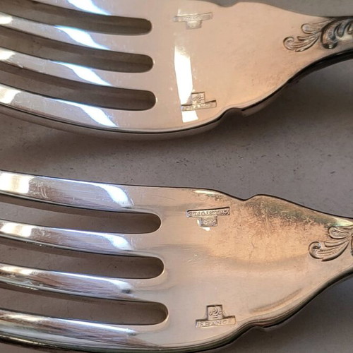Christofle Marly salad forks used, set of 3 silver plated