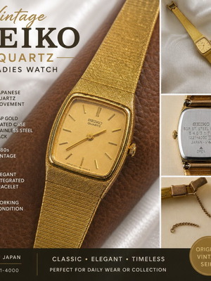 Seiko Quartz Gold-Tone Ladies Watch, vintage 1980s
