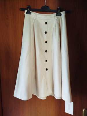 High-waisted A-line skirt new, beige suede fabric