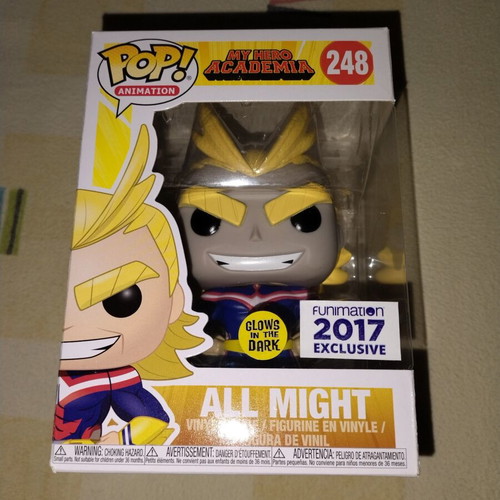 Funko Pop! All Might 248 2017 Funimation exclusive glow like new, authentic with minor damage