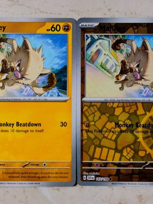 Pokemon Mankey cards in excellent condition, set of 2