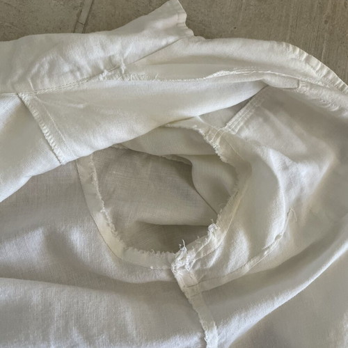 Linen midi shirt dress, white, size M-L
