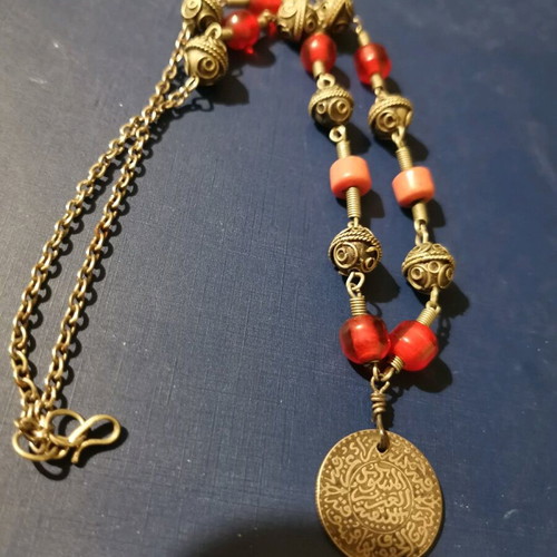 Vintage Moroccan silver necklace with coin used