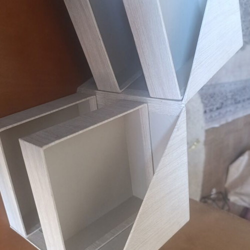 Jewelry box with four compartments, hard cardboard, white and grey