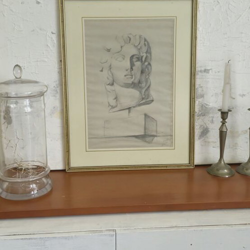 Vintage pencil drawing hand-made frame used