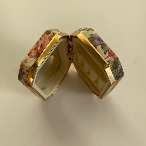 Vintage jewelry box used with mirror and floral fabric design