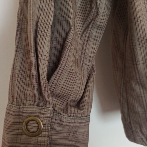 Mango lightweight jacket Large with hood and check pattern like new