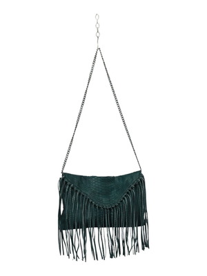 Wings shoulder bag green python leather with fringes used