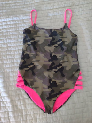 Calzedonia one-piece military swimsuit open low back size 12 like new