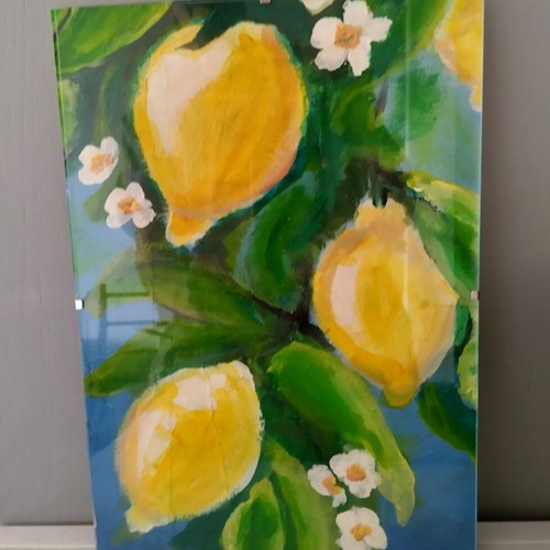 Painting on canvas with frame like new, acrylic colors, 21x30 cm