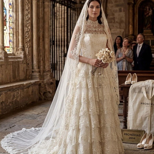Pronovias Barcelona Vintage Mantilla Bridal Set 2004 by Manuel Mota