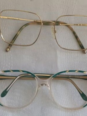 Authentic eyeglass frames used, lot of 6 colorful vintage