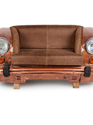 Ambassador sofa two-seater brown made to order