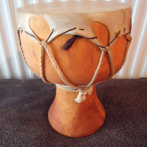 Traditional doumbek hand drum, handmade wood, genuine leather