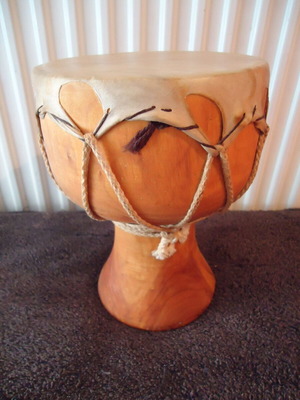 Traditional doumbek hand drum, handmade wood, genuine leather