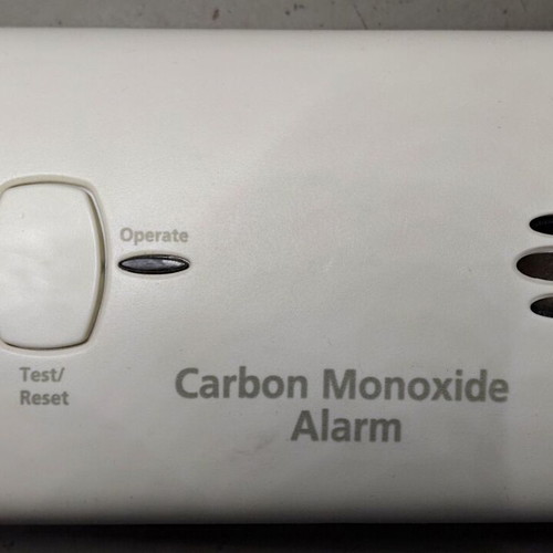 Carbon monoxide alarm used, model KN-COB-LP2, battery powered