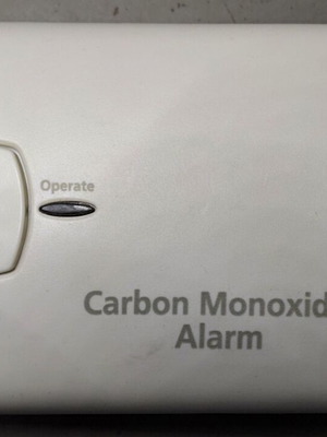 Carbon monoxide alarm used, model KN-COB-LP2, battery powered