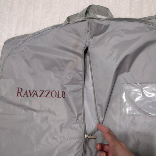 Ravazzolo garment bag like new, gray nylon with transparent pocket